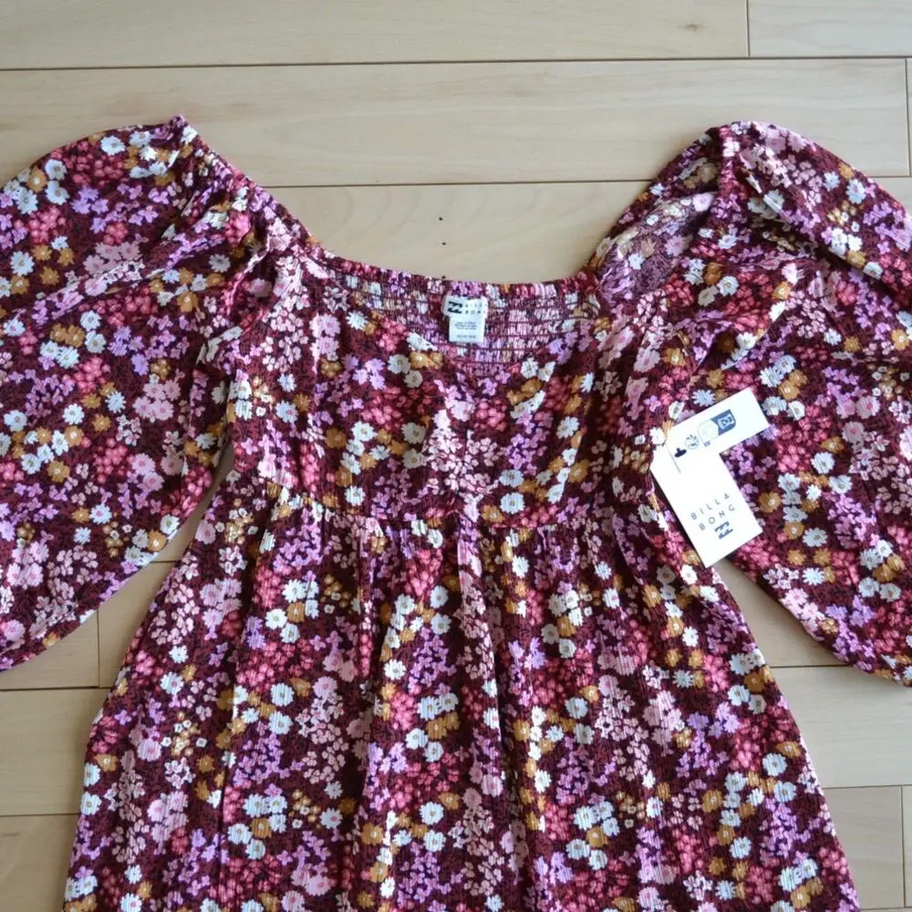 NWT Billabong Mini Short Sleeve Dress Floral Size XS